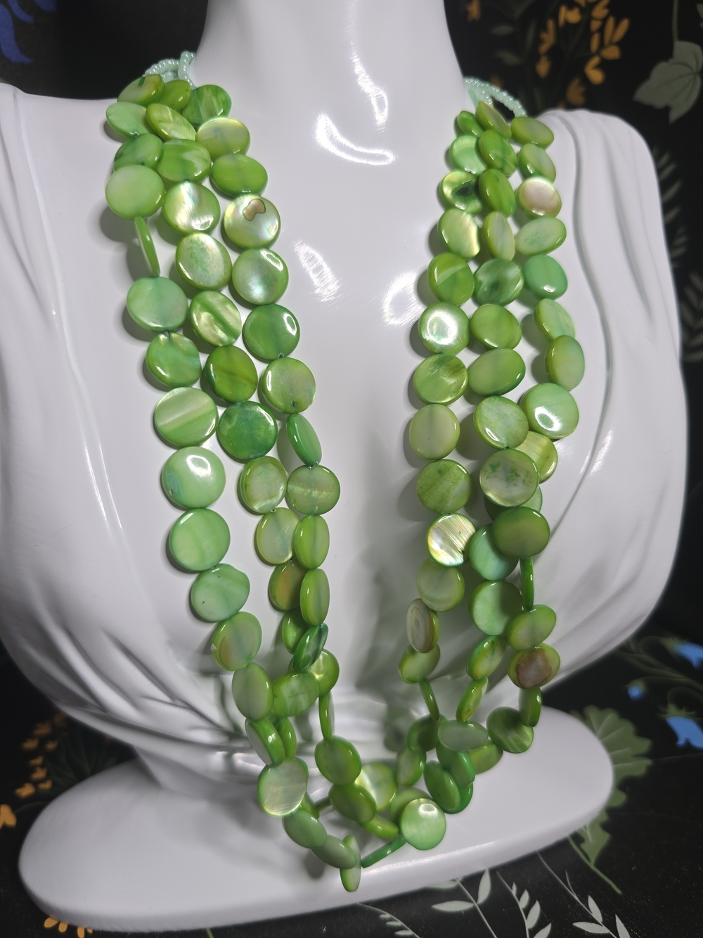 Green Multi-Strand Disc Necklace - Women Jewelry